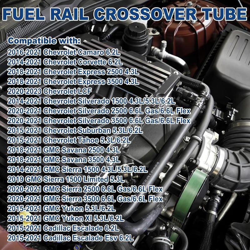 FEXON Fuel Injector Fuel Rail Crossover Tube Compatible with Some Chevrolet Camaro Silverado GMC Sierra Cadillac Escalade Vehicles 12677002 - Image 4